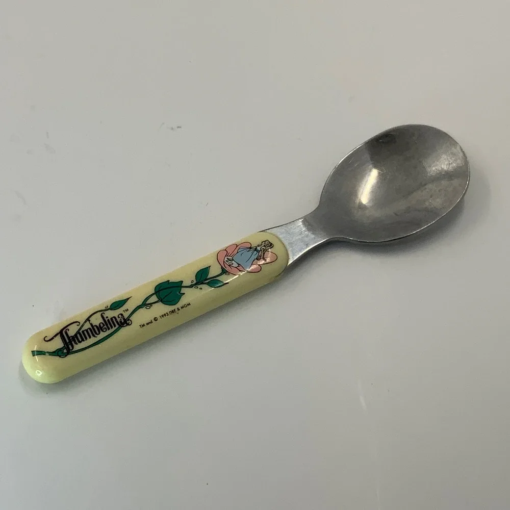 Vintage 1993 Thumbelina Movie Promo Stainless Steel Toddler Spoon DBE MGM Taiwan